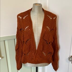 Open-Knit Rust Cardigan